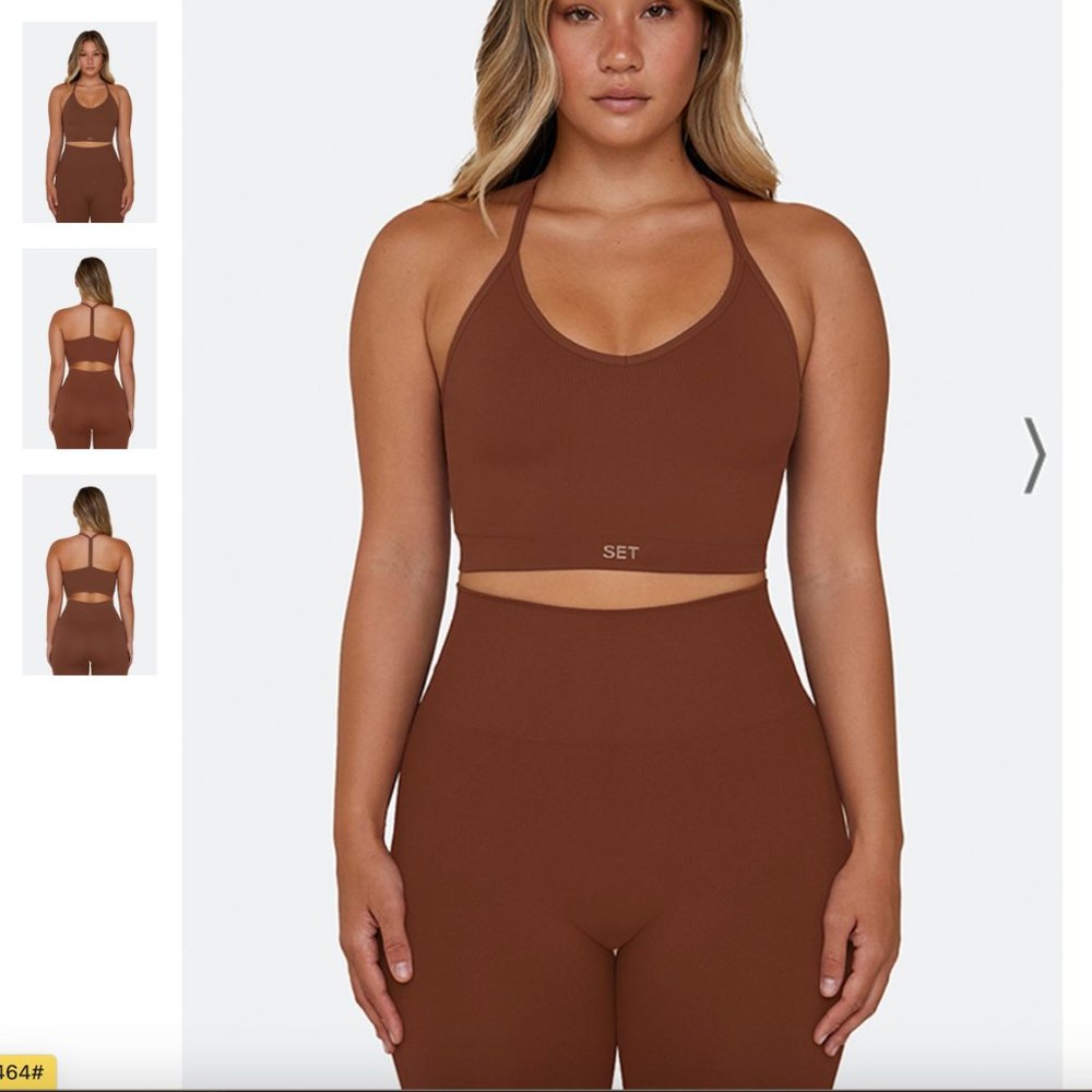 SET Active SCULPTFLEX® RIBBED BRA & BIKE SHORT - Sold as a set - Size S - MOCHA